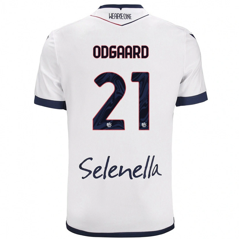 Danxen Heren Jens Odgaard #21 Wit Koningsblauw Uitshirt Uittenue 2024/25 T-Shirt
