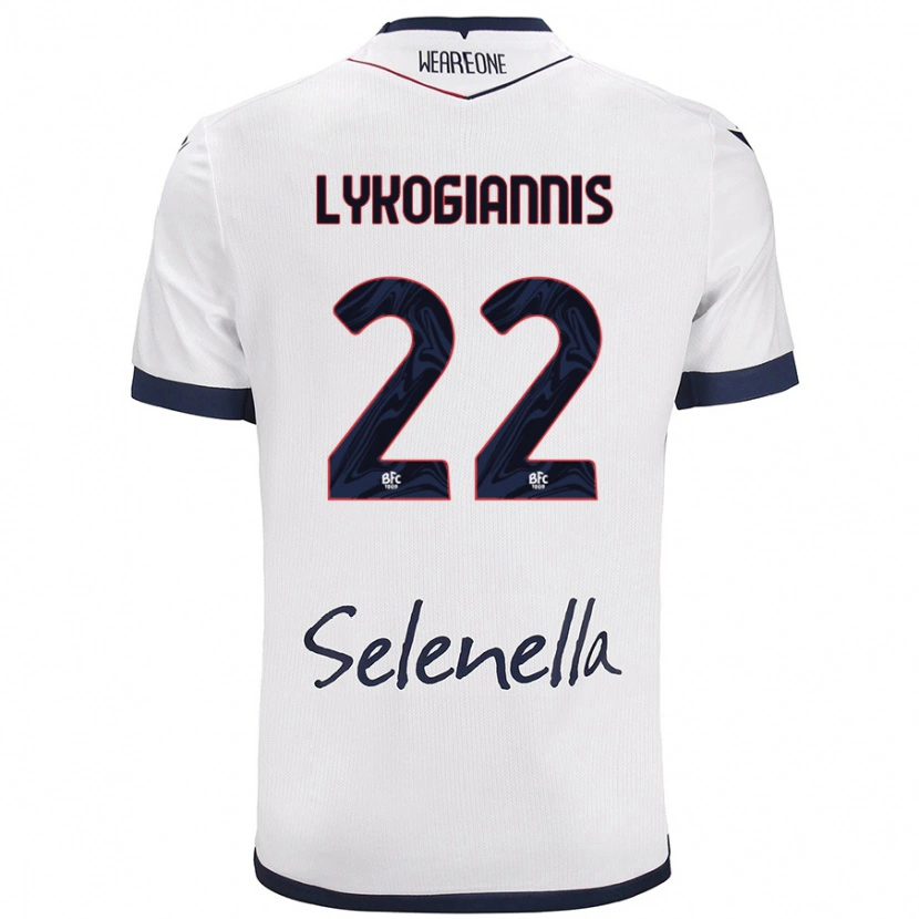Danxen Heren Charalampos Lykogiannis #22 Wit Koningsblauw Uitshirt Uittenue 2024/25 T-Shirt