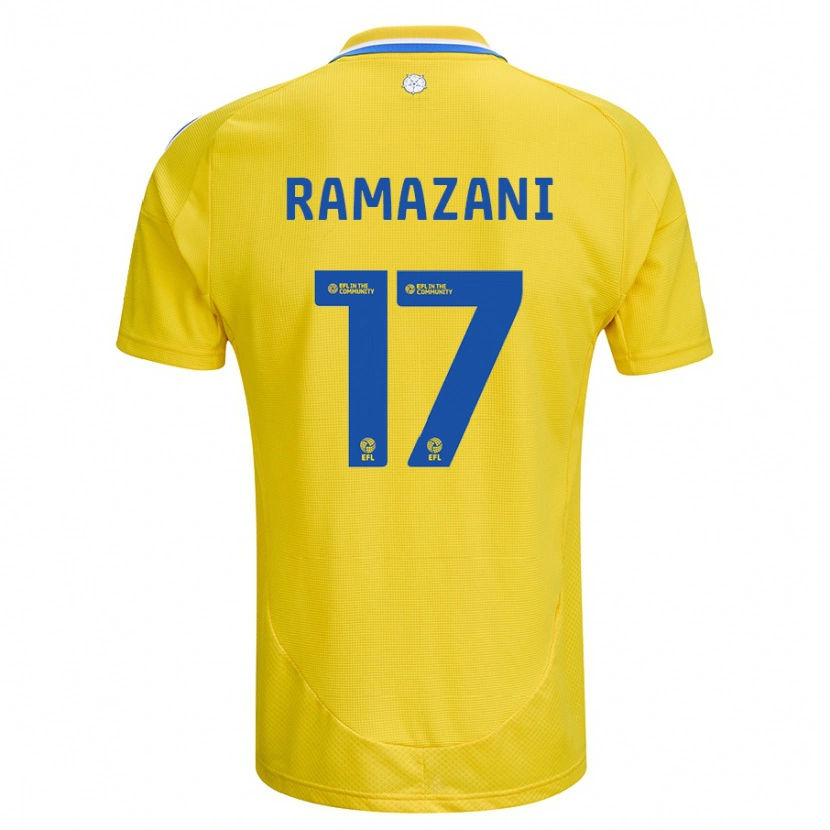 Danxen Heren Largie Ramazani #17 Geel Blauw Uitshirt Uittenue 2024/25 T-Shirt