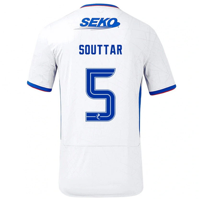 Danxen Heren John Souttar #5 Wit Blauw Uitshirt Uittenue 2024/25 T-Shirt