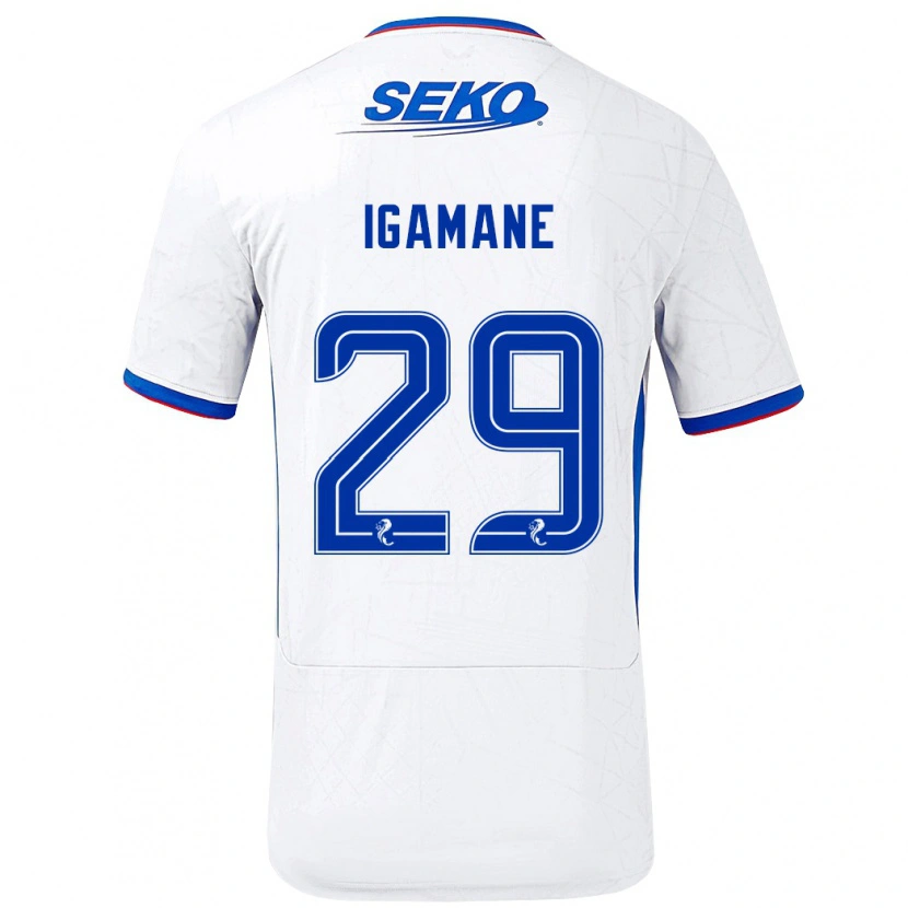 Danxen Heren Hamza Igamane #29 Wit Blauw Uitshirt Uittenue 2024/25 T-Shirt