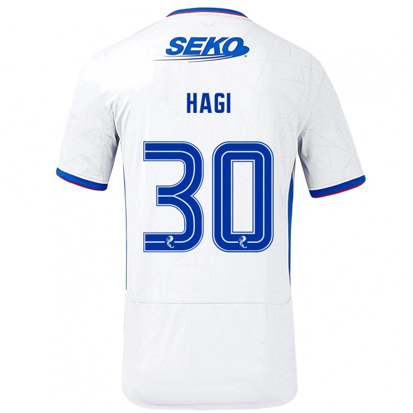 Danxen Heren Ianis Hagi #30 Wit Blauw Uitshirt Uittenue 2024/25 T-Shirt