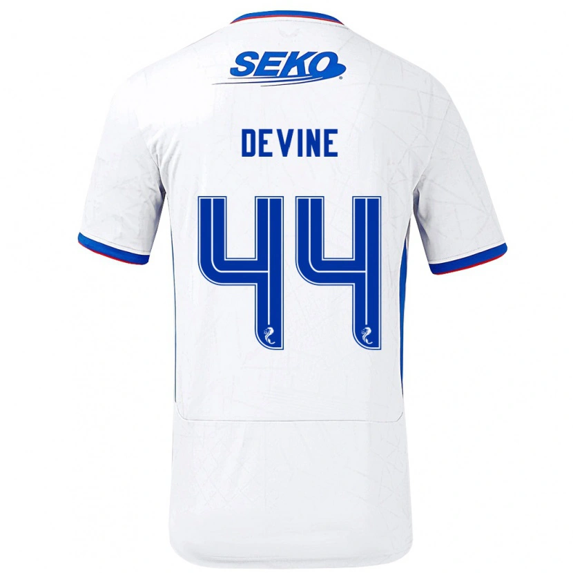 Danxen Heren Adam Devine #44 Wit Blauw Uitshirt Uittenue 2024/25 T-Shirt