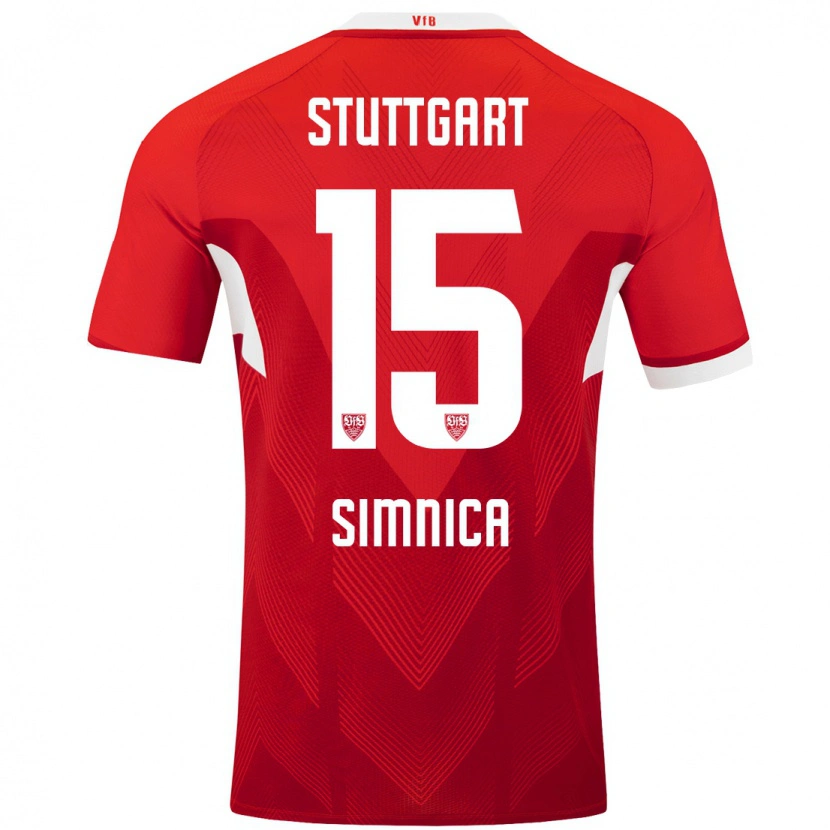 Danxen Heren Luan Simnica #15 Rood Wit Uitshirt Uittenue 2024/25 T-Shirt