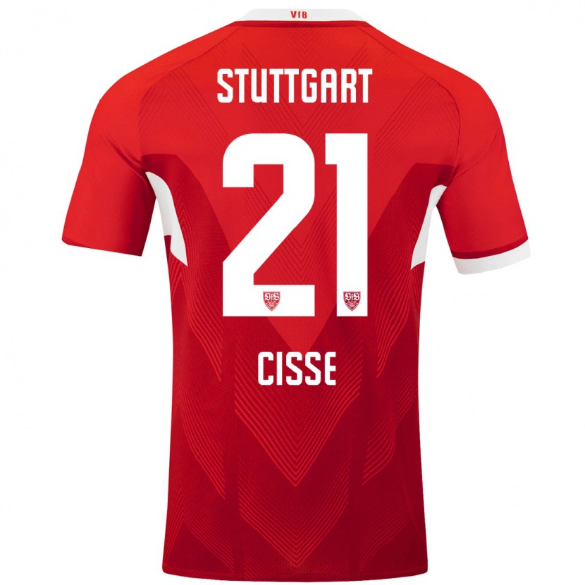 Danxen Heren Moussa Cissé #21 Rood Wit Uitshirt Uittenue 2024/25 T-Shirt