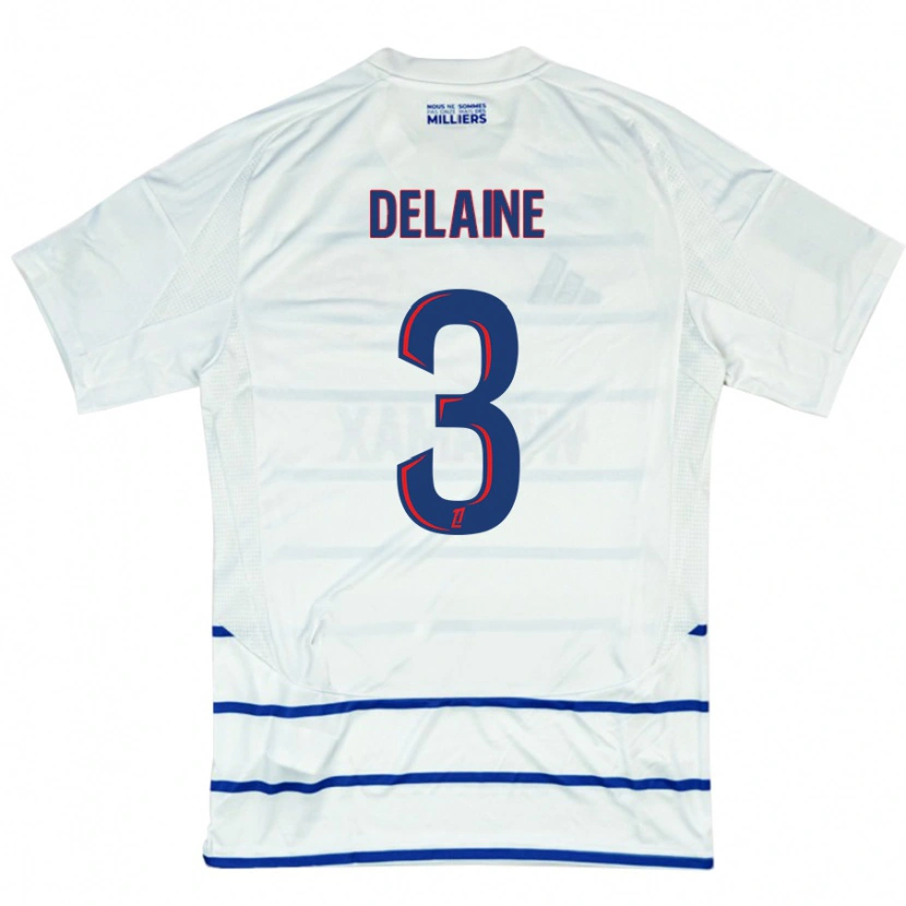 Danxen Heren Thomas Delaine #3 Wit Blauw Uitshirt Uittenue 2024/25 T-Shirt