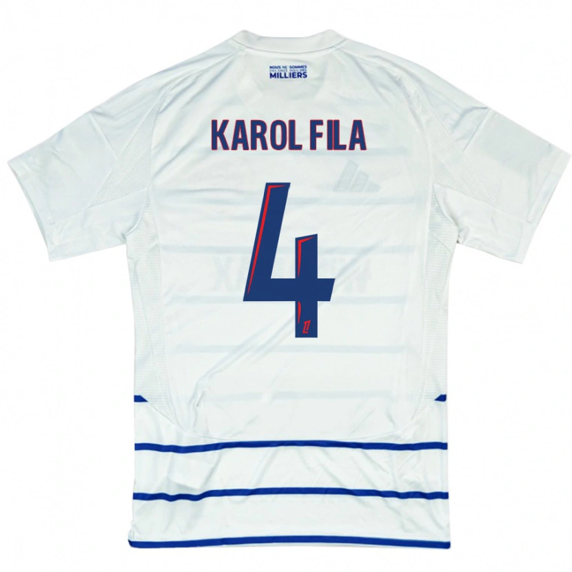 Danxen Heren Karol Fila #4 Wit Blauw Uitshirt Uittenue 2024/25 T-Shirt