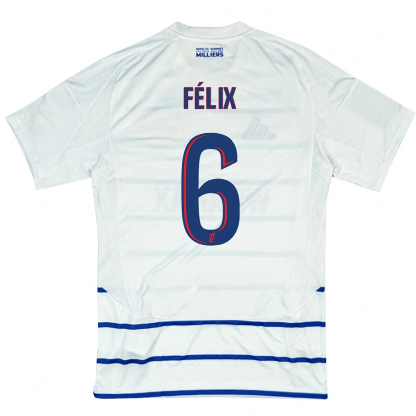 Danxen Heren Félix Lemaréchal #6 Wit Blauw Uitshirt Uittenue 2024/25 T-Shirt