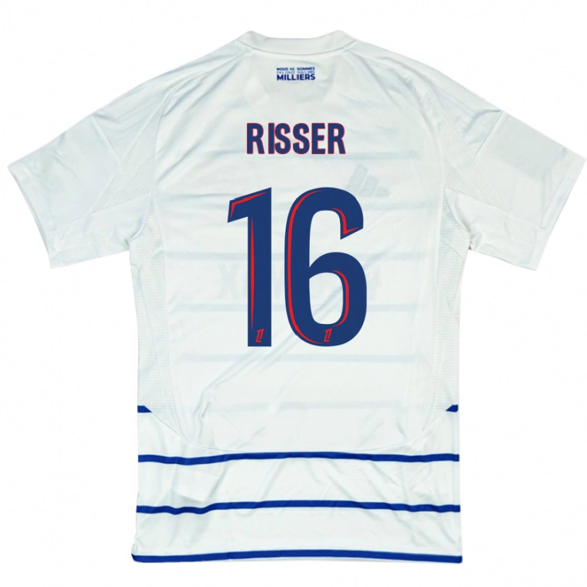 Danxen Heren Robin Risser #16 Wit Blauw Uitshirt Uittenue 2024/25 T-Shirt