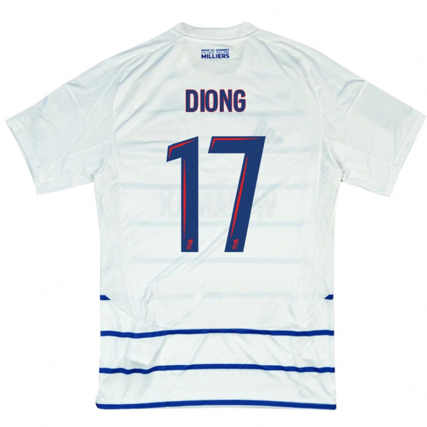 Danxen Heren Pape Diong #17 Wit Blauw Uitshirt Uittenue 2024/25 T-Shirt