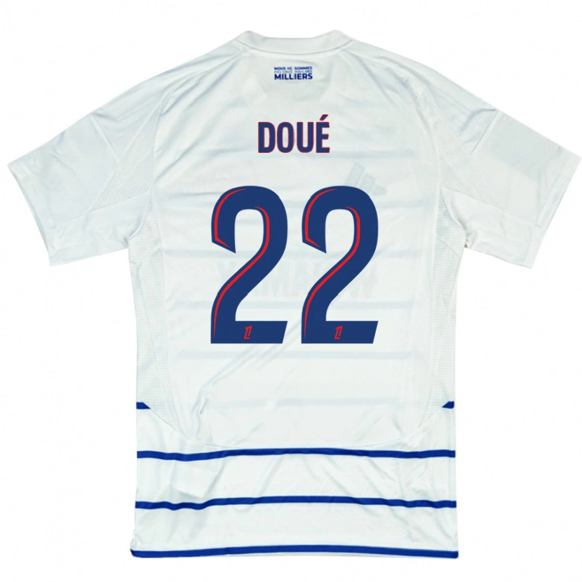 Danxen Heren Guéla Doué #22 Wit Blauw Uitshirt Uittenue 2024/25 T-Shirt
