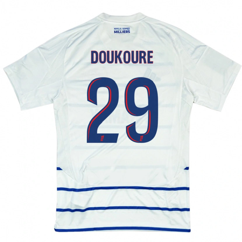 Danxen Heren Ismaël Doukouré #29 Wit Blauw Uitshirt Uittenue 2024/25 T-Shirt