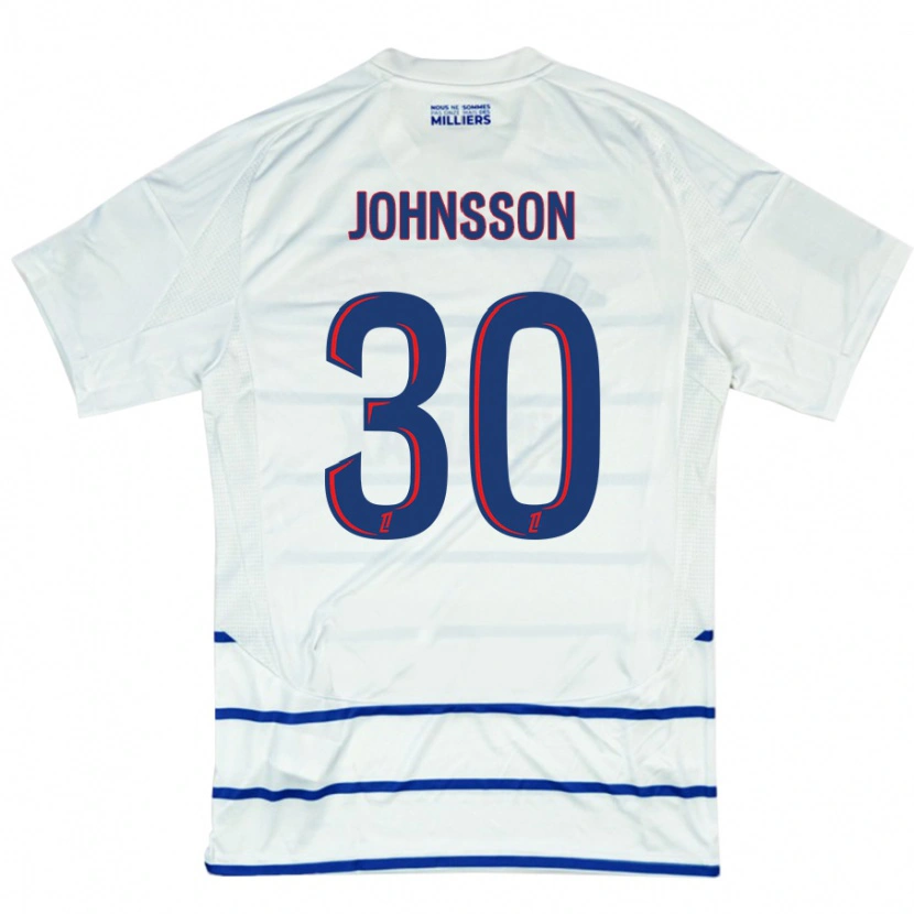 Danxen Heren Karl-Johan Johnsson #30 Wit Blauw Uitshirt Uittenue 2024/25 T-Shirt