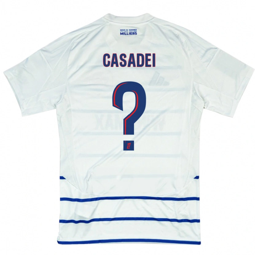 Danxen Heren Alexis Casadei #0 Wit Blauw Uitshirt Uittenue 2024/25 T-Shirt
