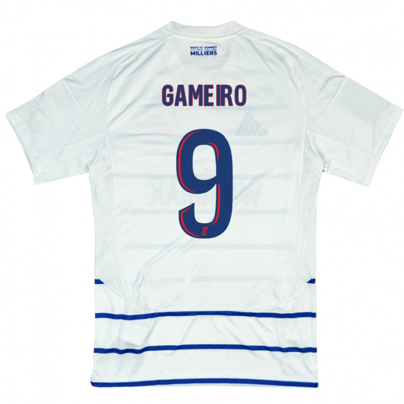 Danxen Heren Kévin Gameiro #9 Wit Blauw Uitshirt Uittenue 2024/25 T-Shirt