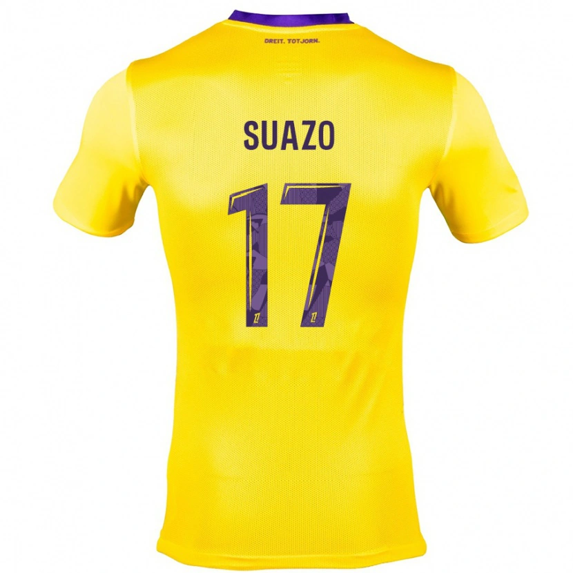 Danxen Heren Gabriel Suazo #17 Geel Paars Uitshirt Uittenue 2024/25 T-Shirt