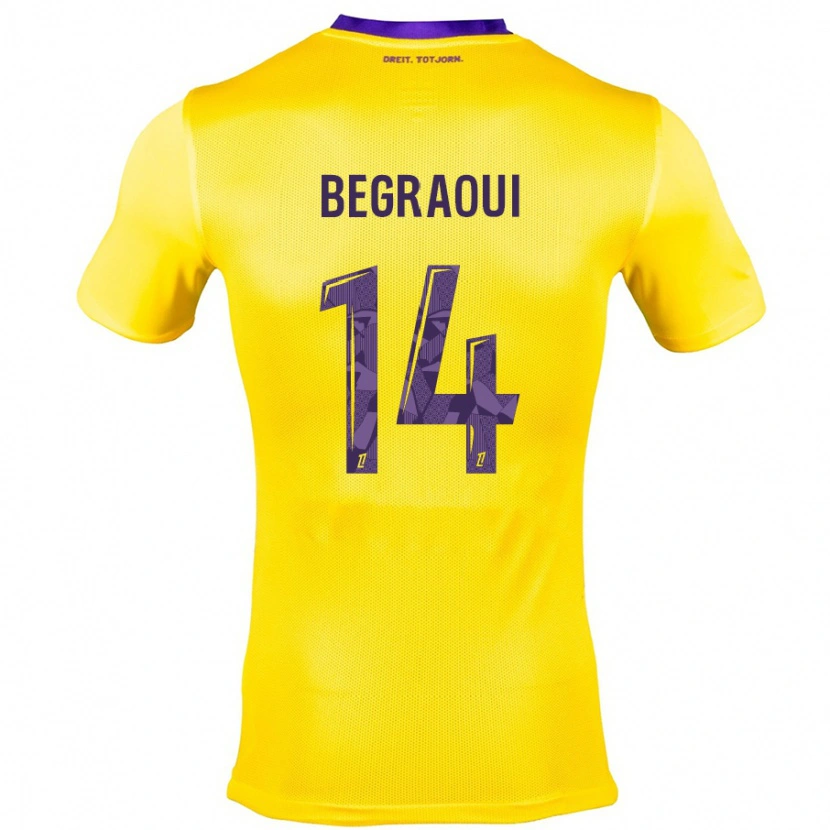 Danxen Heren Yanis Begraoui #14 Geel Paars Uitshirt Uittenue 2024/25 T-Shirt