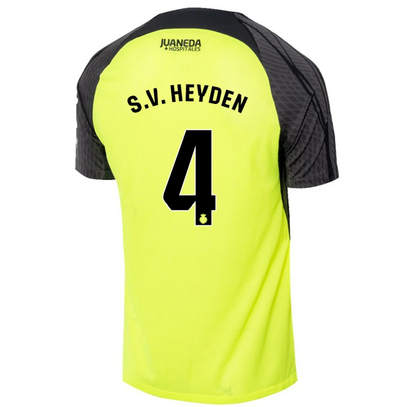 Danxen Heren Siebe Van Der Heyden #4 Fluorescerend Groen Zwart Uitshirt Uittenue 2024/25 T-Shirt