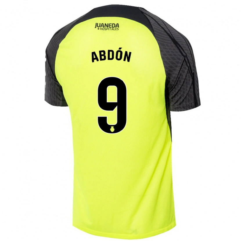 Danxen Heren Abdón Prats #9 Fluorescerend Groen Zwart Uitshirt Uittenue 2024/25 T-Shirt