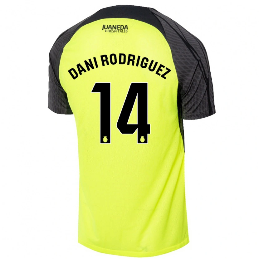 Danxen Heren Dani Rodríguez #14 Fluorescerend Groen Zwart Uitshirt Uittenue 2024/25 T-Shirt