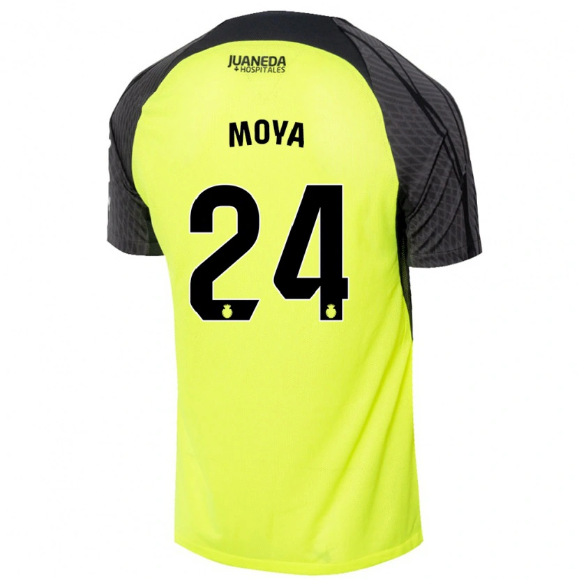 Danxen Heren Pablo Moyá #24 Fluorescerend Groen Zwart Uitshirt Uittenue 2024/25 T-Shirt