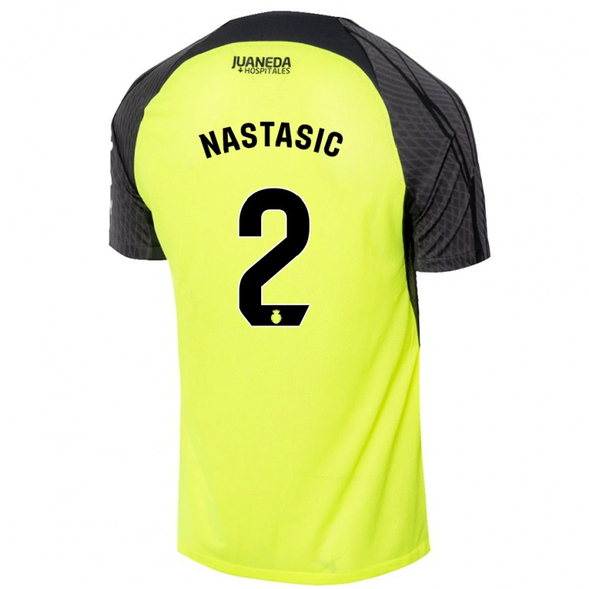 Danxen Heren Matija Nastasic #2 Fluorescerend Groen Zwart Uitshirt Uittenue 2024/25 T-Shirt