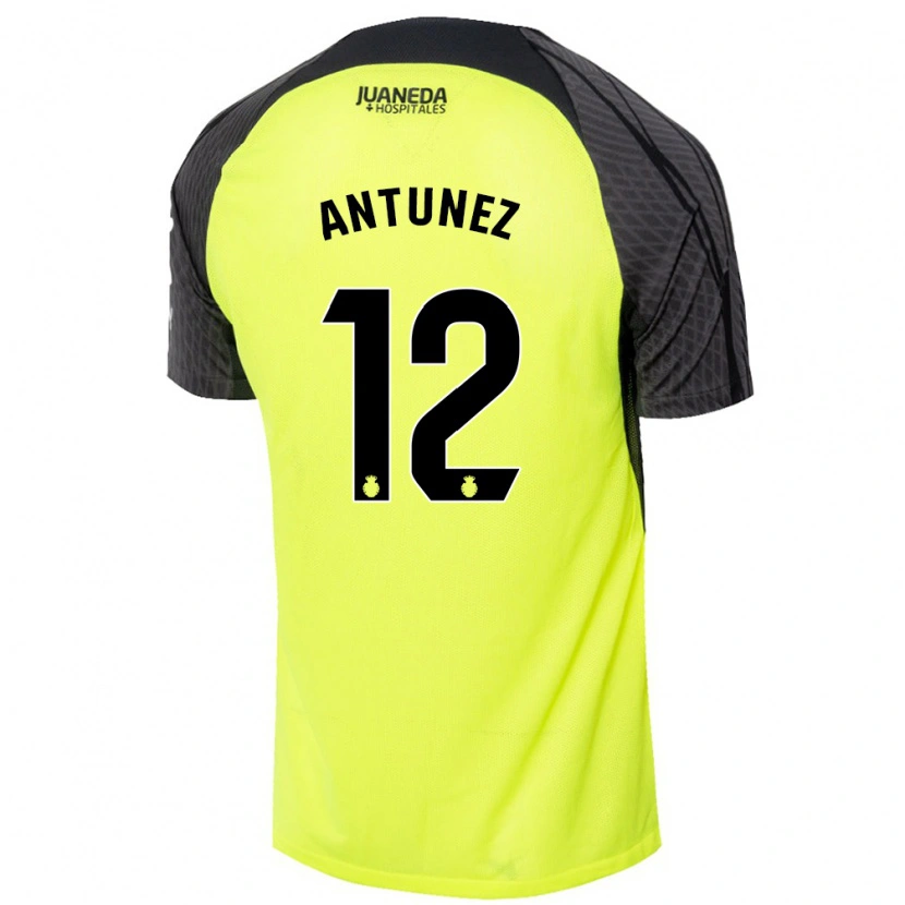Danxen Heren Yahir Antúnez #12 Fluorescerend Groen Zwart Uitshirt Uittenue 2024/25 T-Shirt