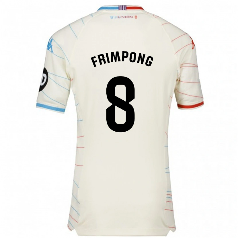 Danxen Heren Eugene Frimpong #8 Wit Rood Blauw Uitshirt Uittenue 2024/25 T-Shirt
