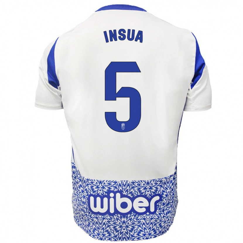 Danxen Heren Pablo Insua #5 Wit Blauw Uitshirt Uittenue 2024/25 T-Shirt