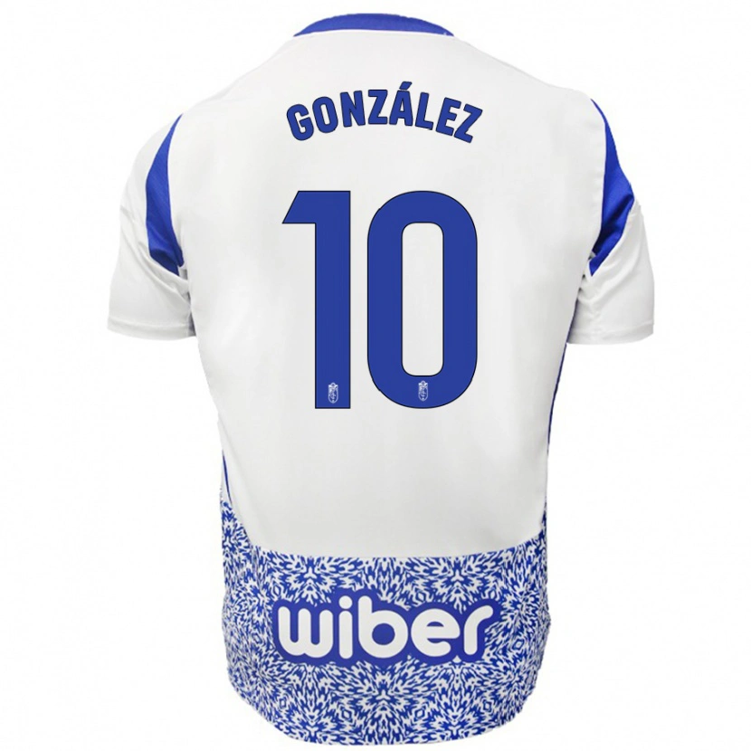 Danxen Heren Mario González #10 Wit Blauw Uitshirt Uittenue 2024/25 T-Shirt