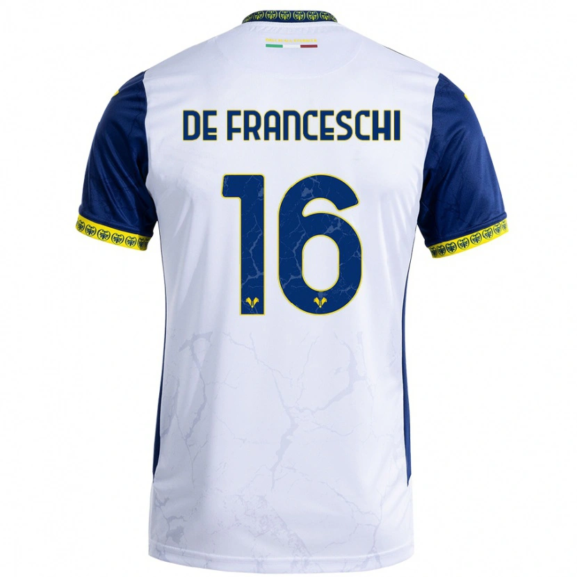 Danxen Heren Edoardo De Franceschi #16 Witblauw Uitshirt Uittenue 2024/25 T-Shirt