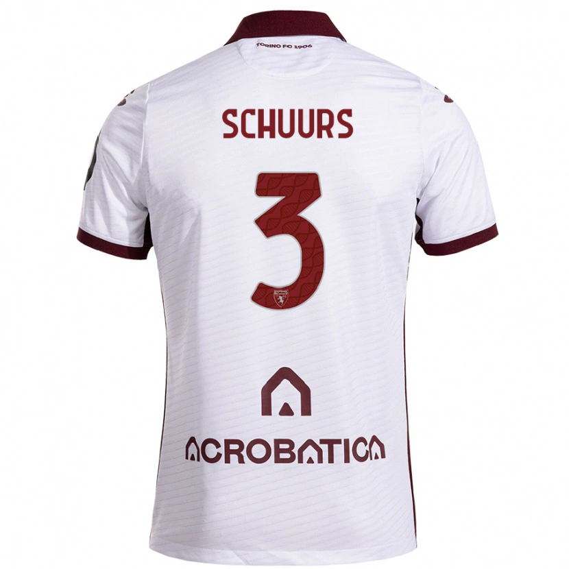 Danxen Heren Perr Schuurs #3 Wit Kastanjebruin Uitshirt Uittenue 2024/25 T-Shirt