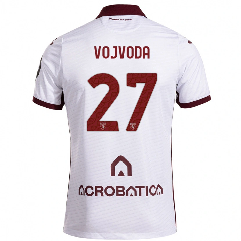 Danxen Heren Mërgim Vojvoda #27 Wit Kastanjebruin Uitshirt Uittenue 2024/25 T-Shirt