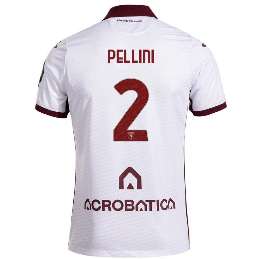 Danxen Heren Mattia Pellini #2 Wit Kastanjebruin Uitshirt Uittenue 2024/25 T-Shirt