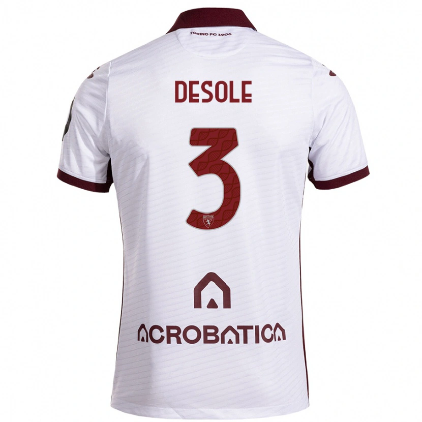 Danxen Heren Fabio Desole #3 Wit Kastanjebruin Uitshirt Uittenue 2024/25 T-Shirt