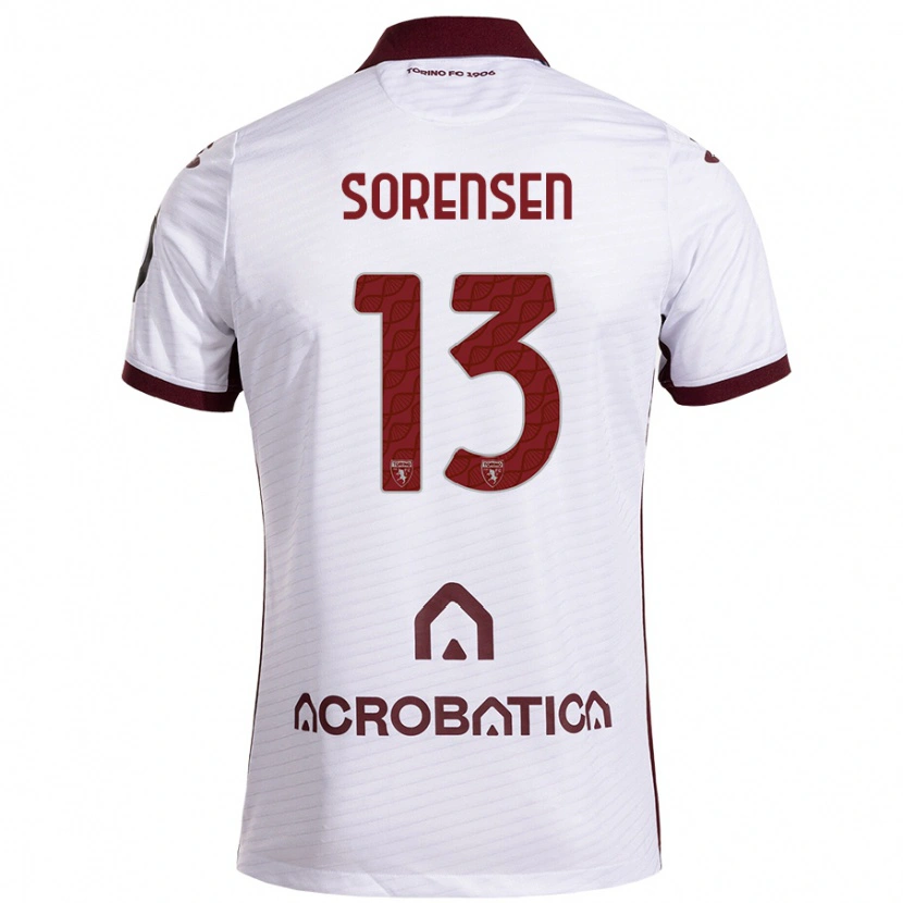 Danxen Heren Ben Sørensen #13 Wit Kastanjebruin Uitshirt Uittenue 2024/25 T-Shirt