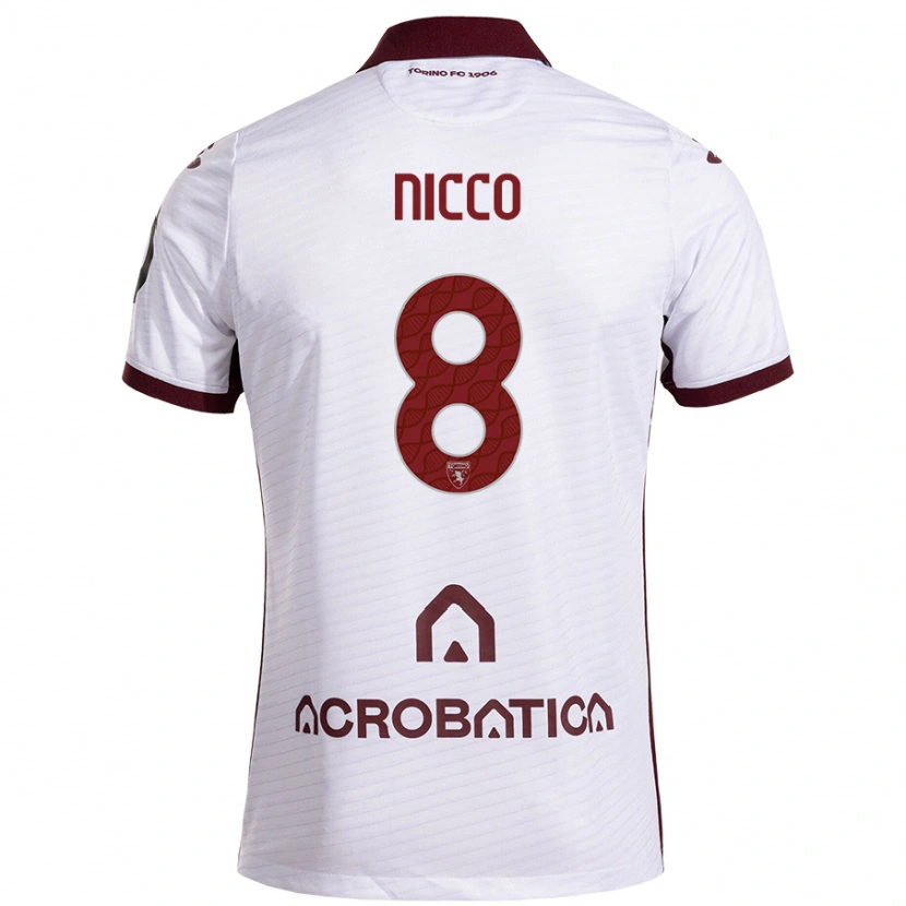 Danxen Heren Giada Nicco #8 Wit Kastanjebruin Uitshirt Uittenue 2024/25 T-Shirt