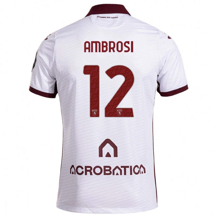 Danxen Heren Martina Ambrosi #12 Wit Kastanjebruin Uitshirt Uittenue 2024/25 T-Shirt