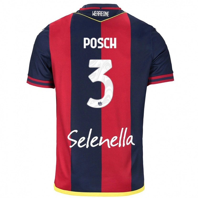 Danxen Dames Stefan Posch #3 Rood Koningsblauw Thuisshirt Thuistenue 2024/25 T-Shirt