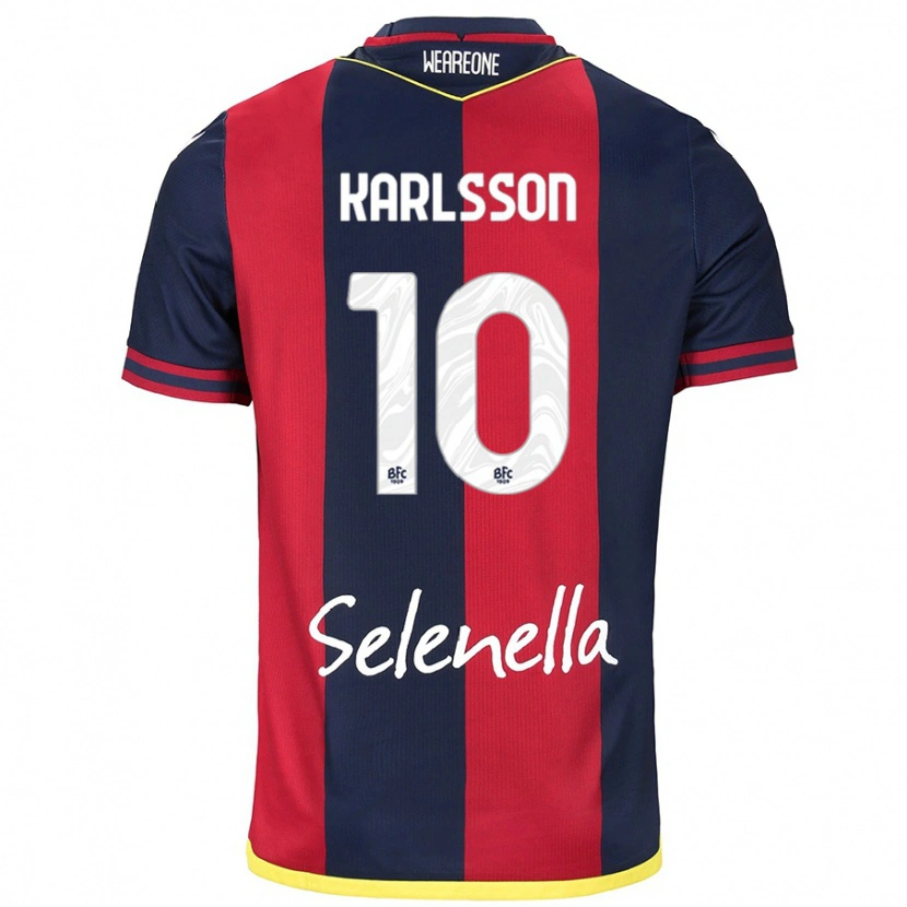 Danxen Dames Jesper Karlsson #10 Rood Koningsblauw Thuisshirt Thuistenue 2024/25 T-Shirt