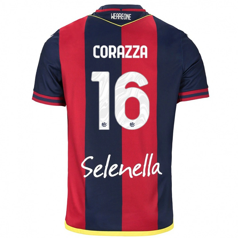 Danxen Dames Tommaso Corazza #16 Rood Koningsblauw Thuisshirt Thuistenue 2024/25 T-Shirt
