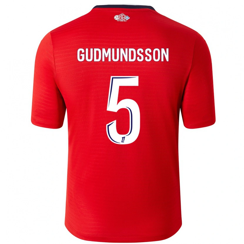 Danxen Dames Gabriel Gudmundsson #5 Rood Wit Thuisshirt Thuistenue 2024/25 T-Shirt
