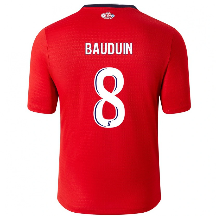 Danxen Dames Justine Bauduin #8 Rood Wit Thuisshirt Thuistenue 2024/25 T-Shirt