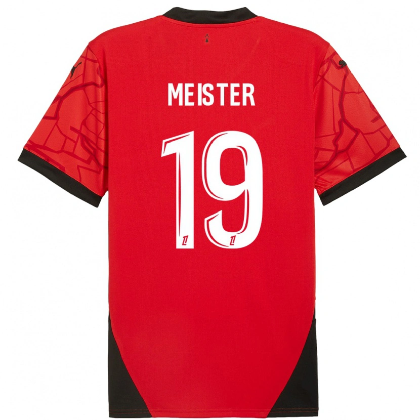Danxen Dames Henrik Meister #19 Rood Zwart Thuisshirt Thuistenue 2024/25 T-Shirt