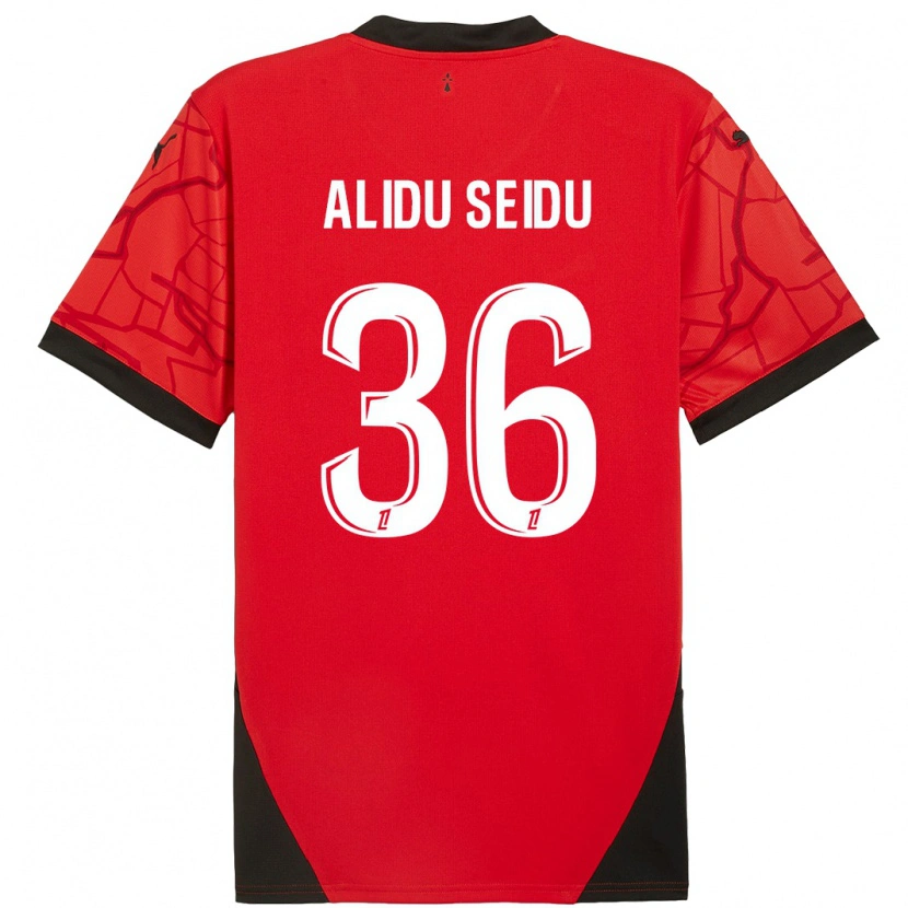 Danxen Dames Alidu Seidu #36 Rood Zwart Thuisshirt Thuistenue 2024/25 T-Shirt