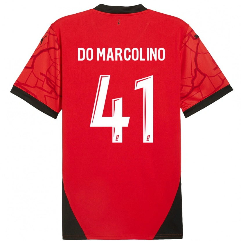 Danxen Dames Alan Do Marcolino #41 Rood Zwart Thuisshirt Thuistenue 2024/25 T-Shirt