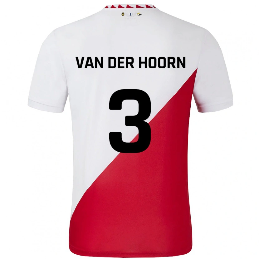 Danxen Dames Mike Van Der Hoorn #3 Wit Rood Thuisshirt Thuistenue 2024/25 T-Shirt
