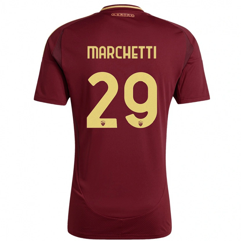Danxen Dames Tommaso Marchetti #29 Rood Bruin Goud Thuisshirt Thuistenue 2024/25 T-Shirt