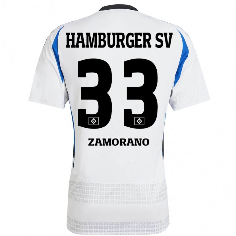 Danxen Dames Jolina Zamorano #33 Wit Blauw Thuisshirt Thuistenue 2024/25 T-Shirt