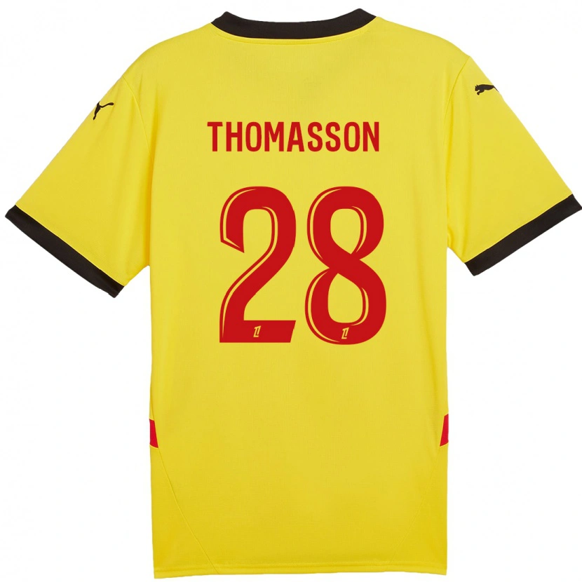 Danxen Dames Adrien Thomasson #28 Geel Rood Thuisshirt Thuistenue 2024/25 T-Shirt